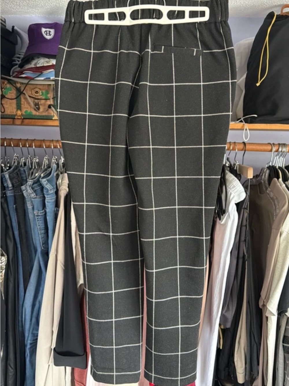 Jules & Leopold Black White Windowpane Plaid Pull-On Ankle Pants Women’s (Small)